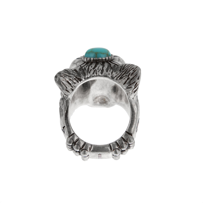 Gucci Anger Forest Turquoise Wolf Sterling Silver Ring Sz 9