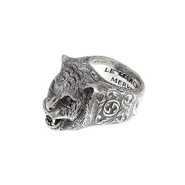 Gucci Garden Purple Zircon Sterling Silver Ring Size 6 3/4