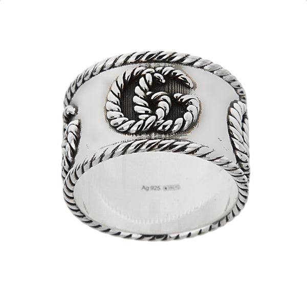 Gucci Marmont Braided Sterling Silver Band Ring Size 9 1/2