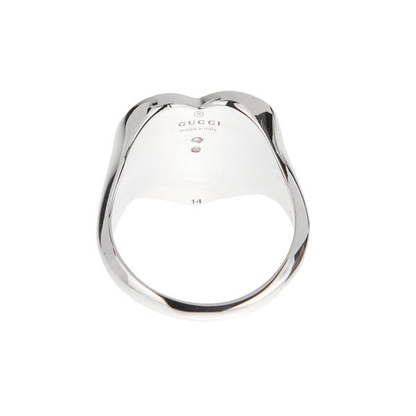 Gucci Red Enamel Heart Sterling Silver Ring Size 6 1/2