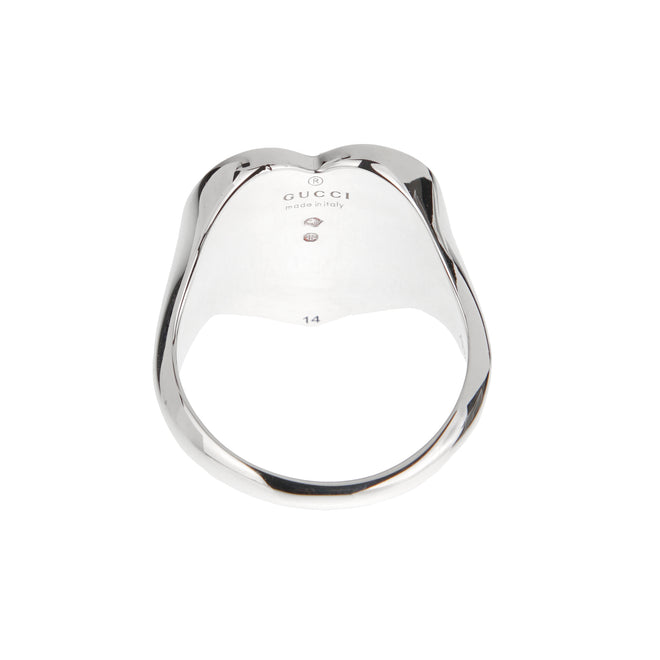 Gucci Red Enamel Heart Sterling Silver Ring Size 6 1/2
