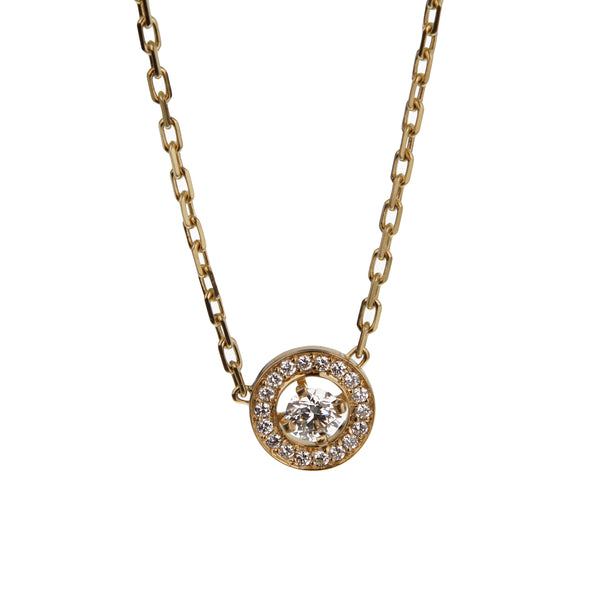 Boucheron 18k Yellow Gold Diamond Solitaire Pendant Necklace
