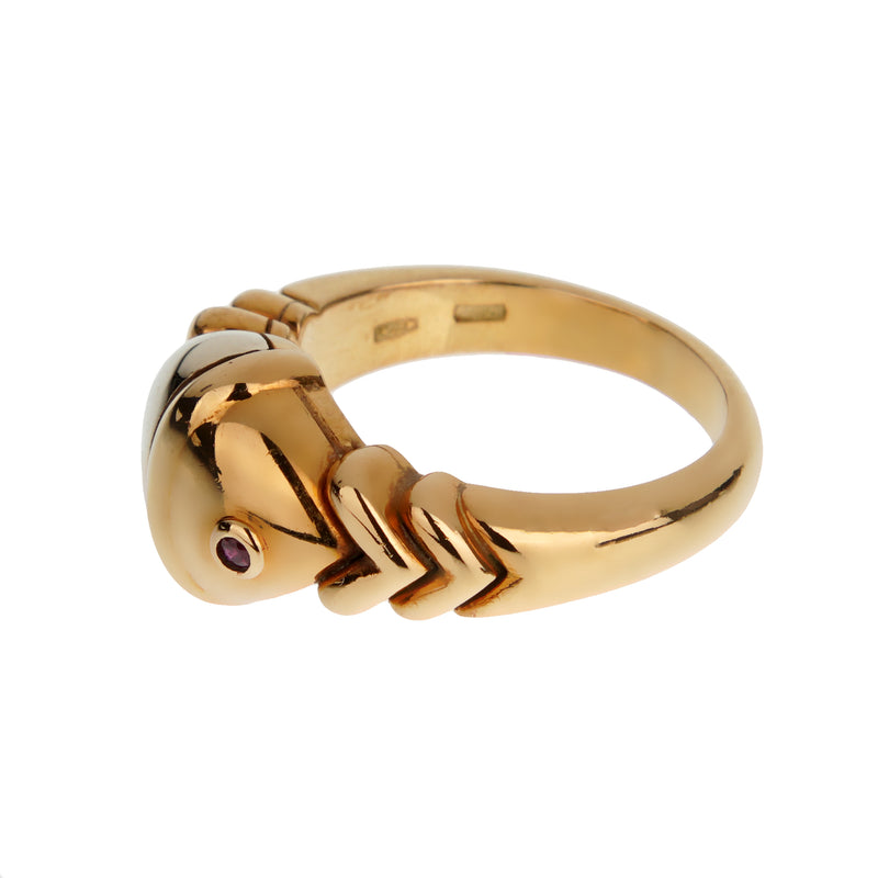 Bvlgari Vintage Naturalia Ruby 18k White & Yellow Gold Ring Sz 5 1/2
