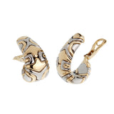 Bulgari Parentesi Vintage 18K Yellow Gold and Stainless Steel Hoop Earrings 0003931
