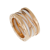 Bvlgari B.zero1 Design Legend 18k Rose Gold White Ceramic Ring Sz 7 0004164