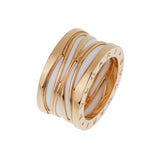 Bvlgari B.zero1 Design Legend 18k Rose Gold White Ceramic Ring Sz 7 0004164