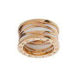 Bvlgari B.zero1 Design Legend 18k Rose Gold White Ceramic Ring Sz 7 0004164