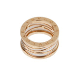 Bvlgari B.zero1 Design Legend 18k Rose Gold White Ceramic Ring Sz 7 0004164