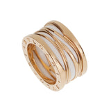Bvlgari B.zero1 Design Legend 18k Rose Gold White Ceramic Ring Sz 7 0004164