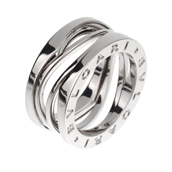 Bvlgari Legend Three Band White Gold Ring Sz 1/2