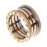 Bvlgari B.zero1 White & Rose Gold Diamond Band Ring Sz 7 1/2 0003543