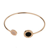Bvlgari Bvlgari 18k Rose Gold Onyx Diamond Open Bangle 0004165