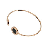 Bvlgari Bvlgari 18k Rose Gold Onyx Diamond Open Bangle 0004165