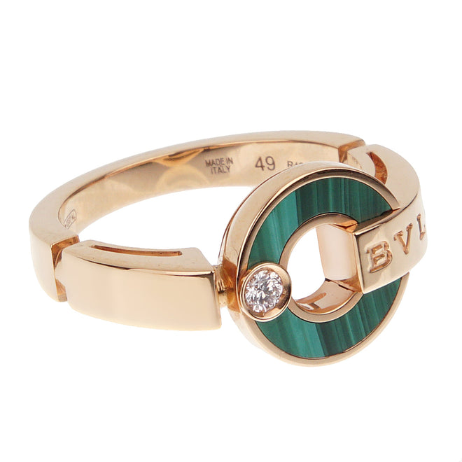 Bvlgari Bvlgari Malachite Rose Gold Diamond Ring Opulent Jewelers