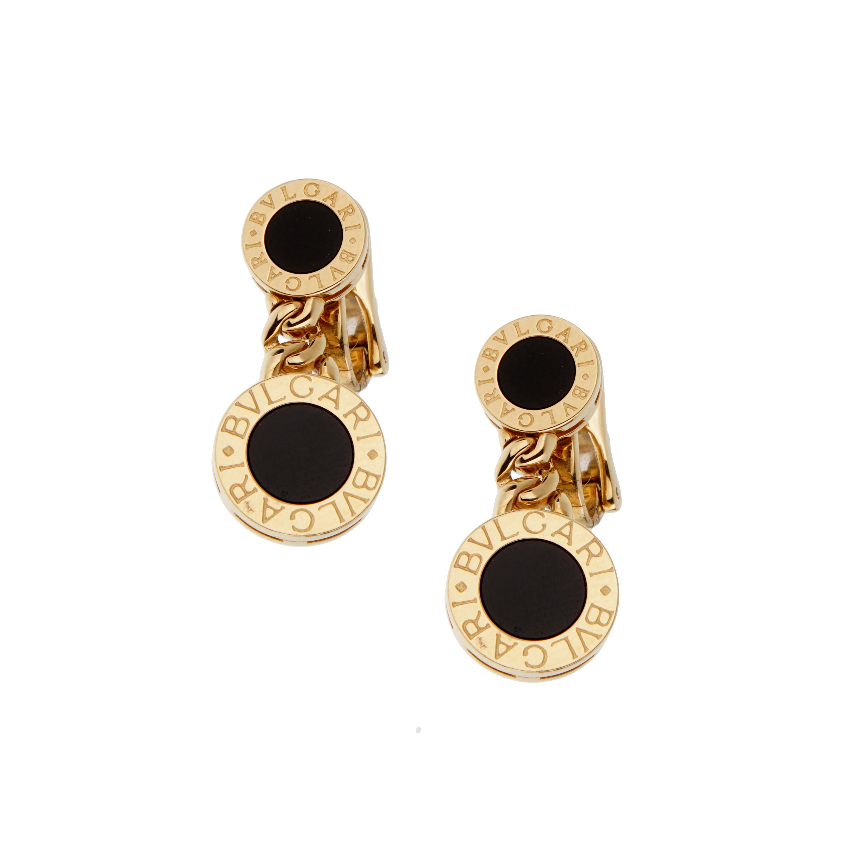 Bvlgari Bvlgari vintage 18k yellow gold onyx drop earrings