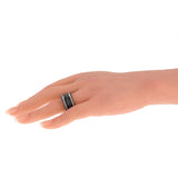 Bvlgari Bzero1 Ceramic Diamond Studded Band 18k White Gold Ring 1bvlcer