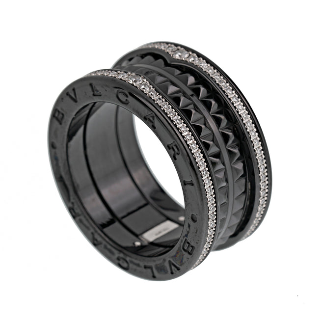BVLGARI リングB-zero1 ビーゼロワン リング 1バンド ダイヤ Bvlgari Bzero1 Ceramic Diamond Studded Band 18k White Gold Ring