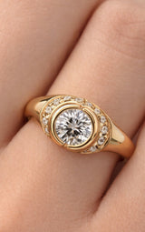 Bvlgari Diamond Solitaire Cocktail Yellow Gold Ring Sz 5 1/4 0003229