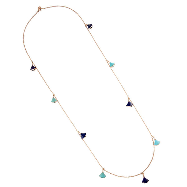 Bvlgari Divas Dream Lapis Turquoise Rose Gold Sautoir Necklace 0003544