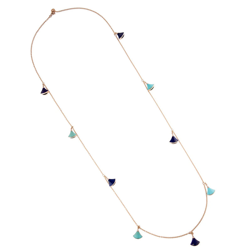 Bvlgari Divas Dream Lapis Turquoise Rose Gold Sautoir Necklace 0003544