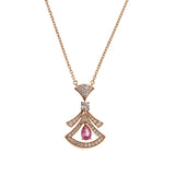 Bvlgari Divas' Dream Necklace 18k Rose Gold Rubellite Diamond Openwork Pendant 0004066