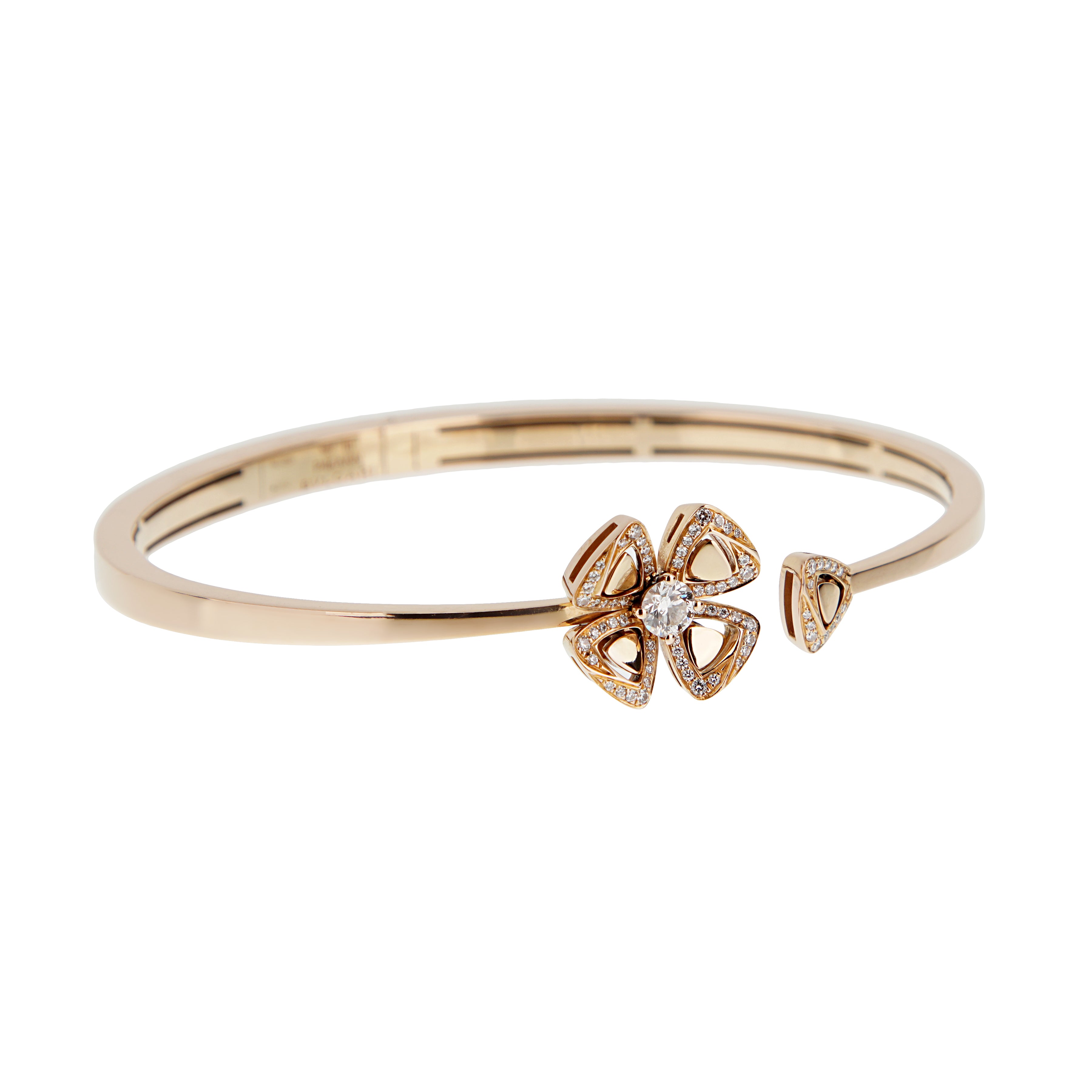 Bvlgari Fiorever Diamond Bangle Bracelet 18k Rose Gold