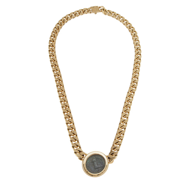 Bvlgari Monete Vintage Curb 18k Yellow Gold Ancient Coin Necklace