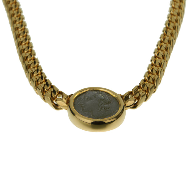 Bvlgari Monete Vintage Curb Yellow Gold Ancient Coin Necklace 0003509