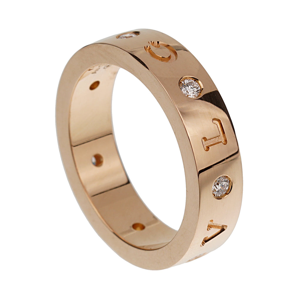 Bvlgari Roman Sorbet 18k Rose Gold Diamond Band Ring Sz 1/2