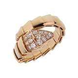 Bvlgari Serpenti Viper Ring 18K Rose Gold Pave Diamond 0004038