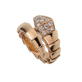 Bvlgari Serpenti Viper Ring 18K Rose Gold Pave Diamond Sz M 0004101