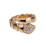 Bvlgari Serpenti Viper Ring 18K Rose Gold Pave Diamond Sz M 0004101
