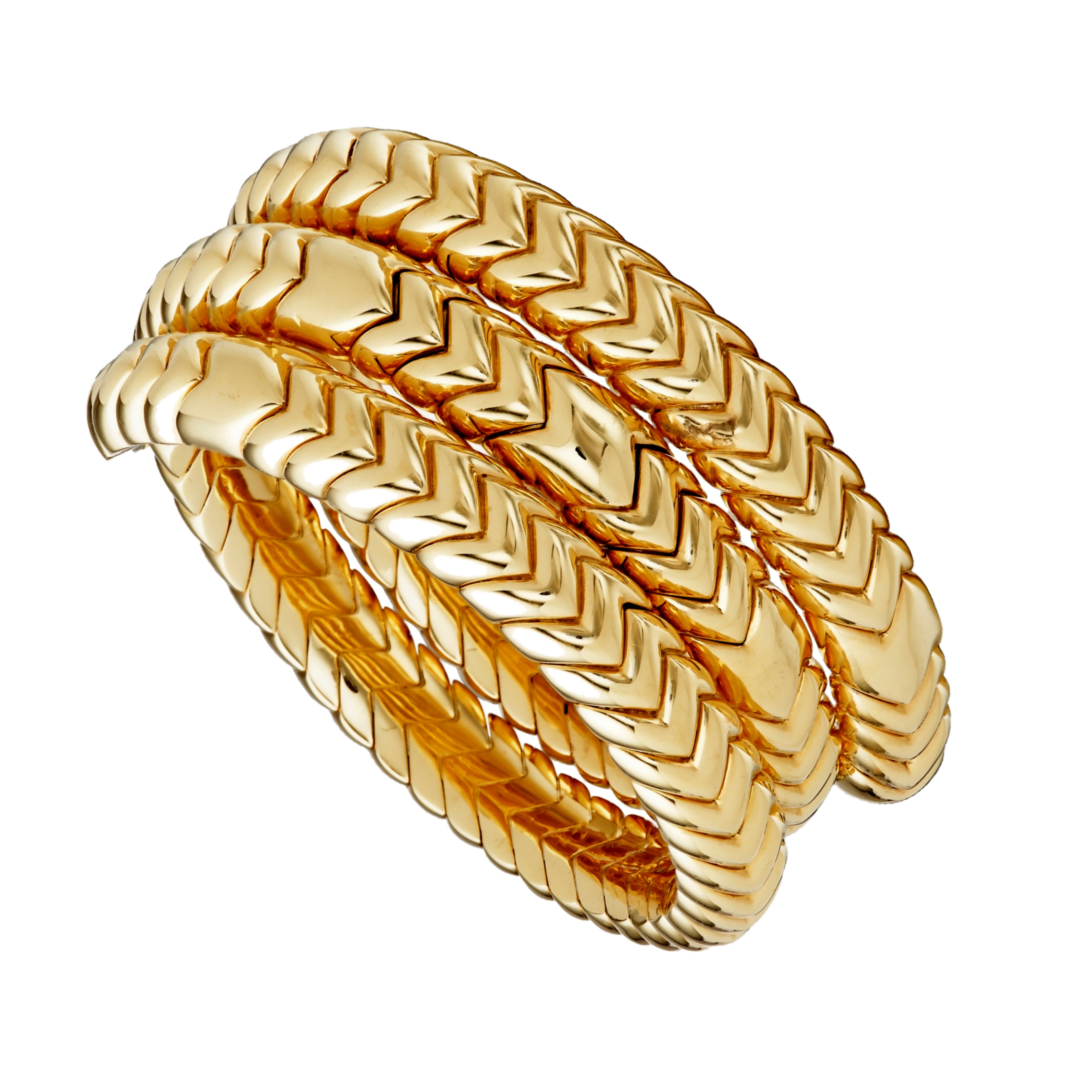 Bvlgari Spiga 18K Yellow Gold Triple-Wrap Coil Bracelet