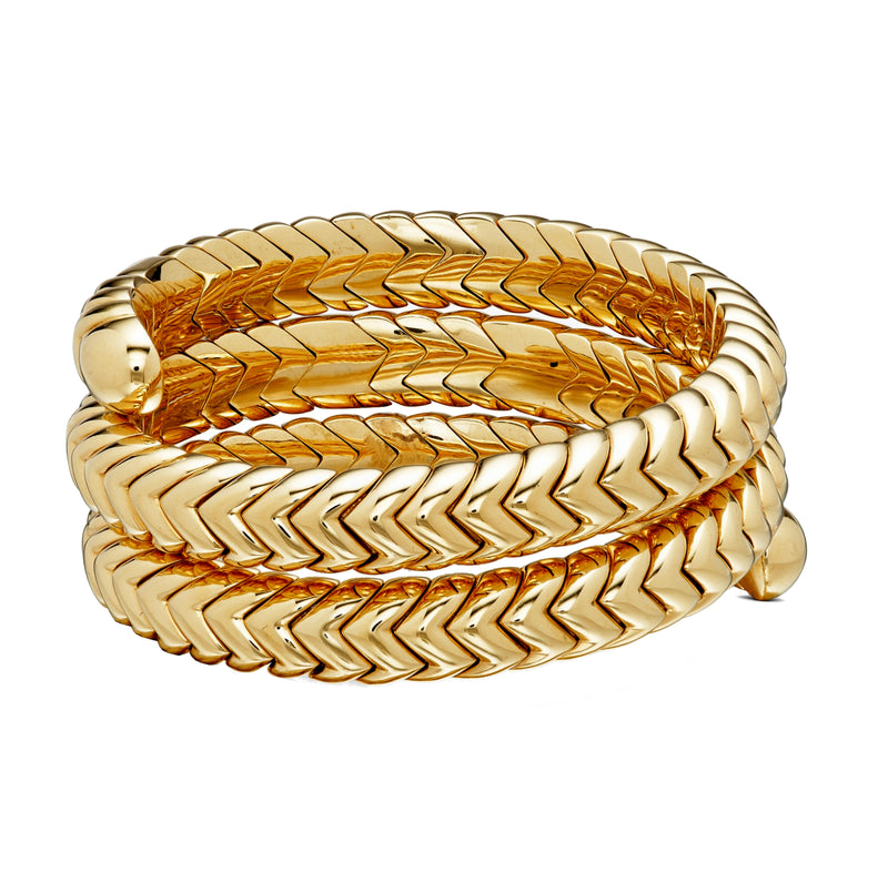 Bvlgari Spiga 18K Yellow Gold Triple-Wrap Coil Bracelet