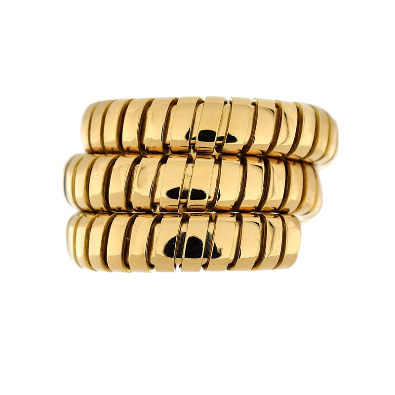 Bvlgari Triple Row Tubogas Yellow Gold Vintage Ring 0003518