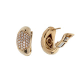 Bvlgari Tronchetto Pave Diamond Hoop Earrings 18K Yellow Gold — Vintage 0004131
