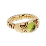 Bvlgari Tubogas Peridot Cabochon Ring in 18k Yellow Gold, Vintage 0004068