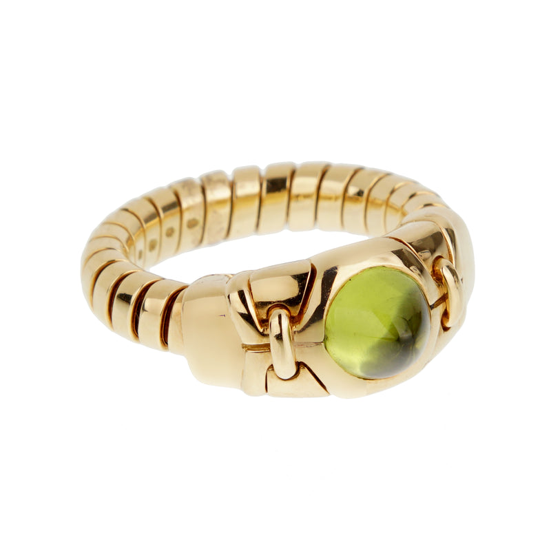 Bvlgari Tubogas Peridot Cabochon Ring | 18k Gold | Vintage