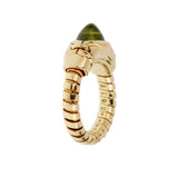 Bvlgari Tubogas Peridot Cabochon Ring in 18k Yellow Gold, Vintage 0004068