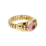 Bvlgari Tubogas Pink Tourmaline Cabochon Ring in 18k Yellow Gold, Vintage 0004069