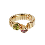 Bvlgari Tubogas Toi et Moi Ring Peridot & Pink Tourmaline 18k Yellow Gold 0004022