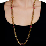 Bvlgari Vintage Pink Tourmaline Sautoir Yellow Gold Necklace