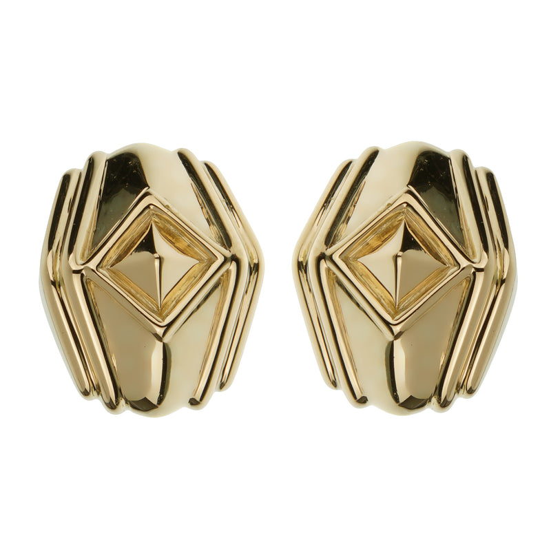 Bvlgari Vintage Pyramid 18k Yellow Gold Earrings 00035