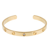 Cartier 18K Yellow Gold 1 Diamond Love Classic Cuff Bracelet Sz 17 1cvabra98276