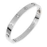 Cartier 4 Diamond Love Classic White Gold Bangle Bracelet Sz 16 0003644