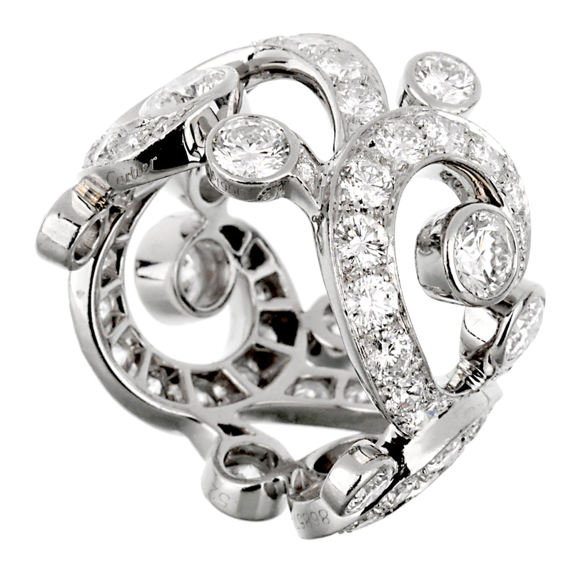 Cartier Boudoir High Jewelry Platinum Diamond Cocktail Ring Sz 6 0002477