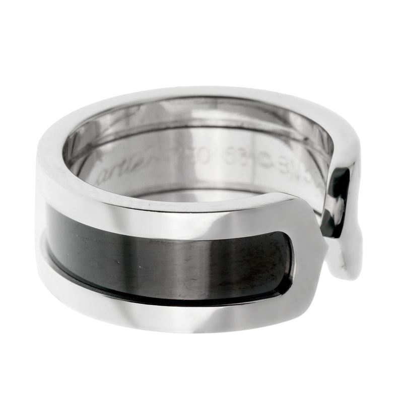 Cartier C de Cartier Black Enamel White Gold Ring 0003412