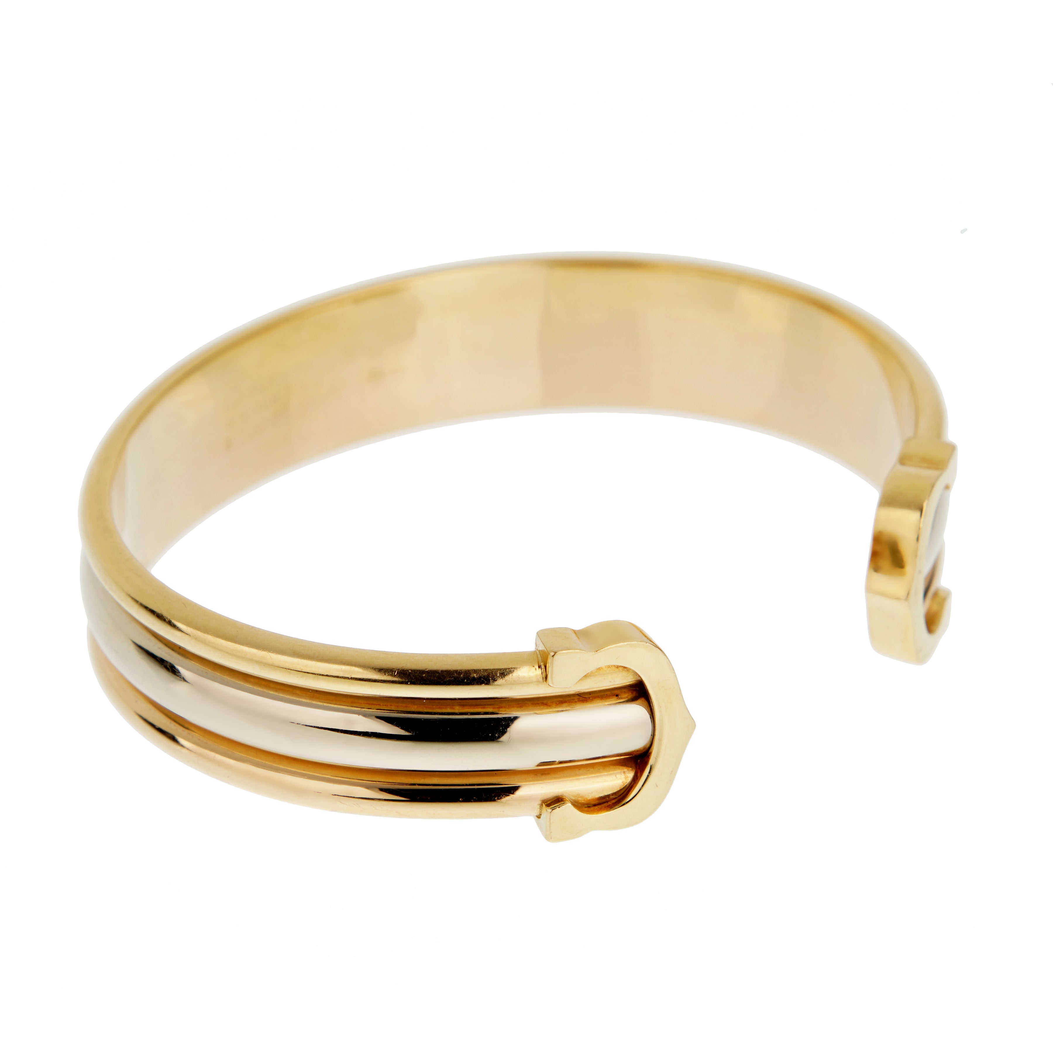 Cartier C de Cartier Vintage Cuff Bracelet 18K Tri Color Gold