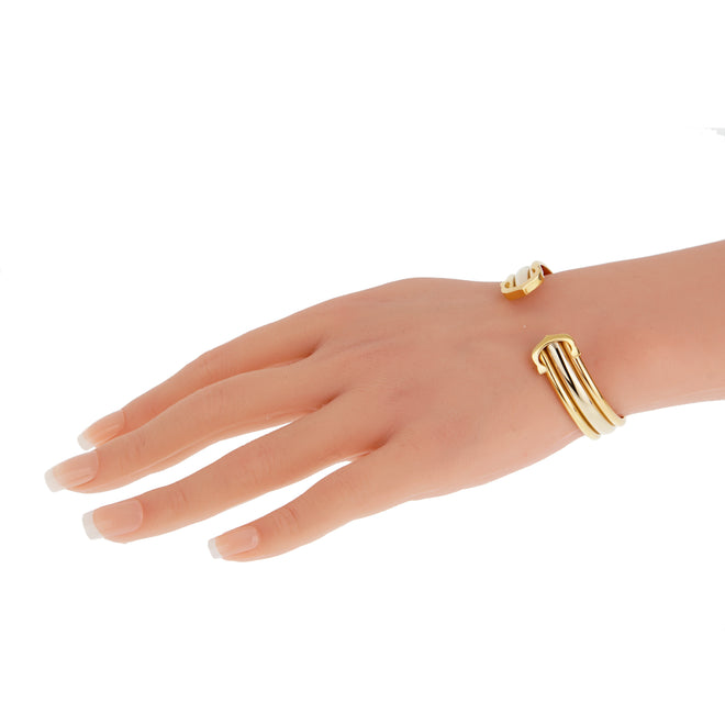 Cartier C de Cartier Vintage Cuff Bracelet 18K Tri Color Gold
