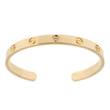 Cartier 18K Yellow Gold 1 Diamond Love Classic Cuff Bracelet Sz 17